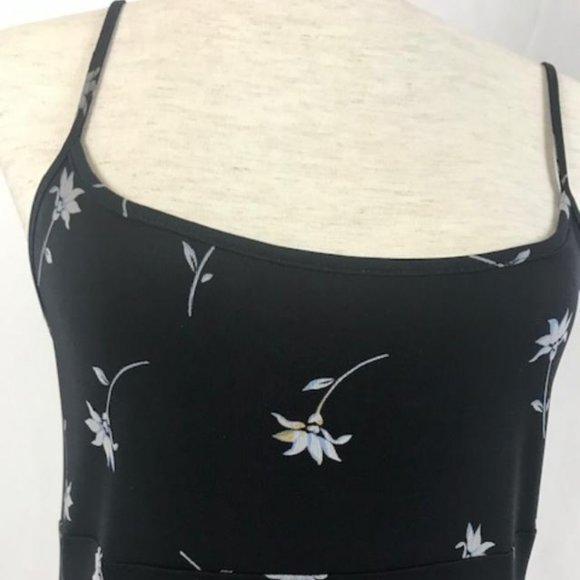 EUC Black with Floral Print Slip Midi Dress Size 6 - Picture 8 of 10